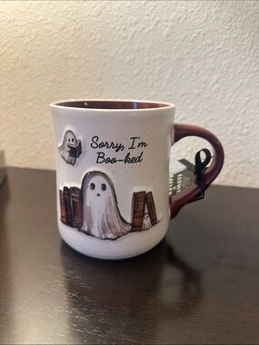 Cobwebs & cauldrons sorry I’m boo-ked ghost coffee mug
